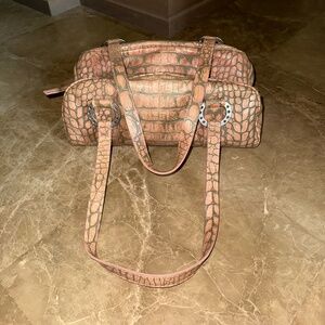 Donald J Pliner Beige Crocodile Pattern Handbag